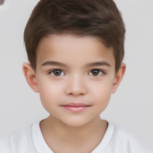 Neutral white child male with short  brown hair and brown eyes