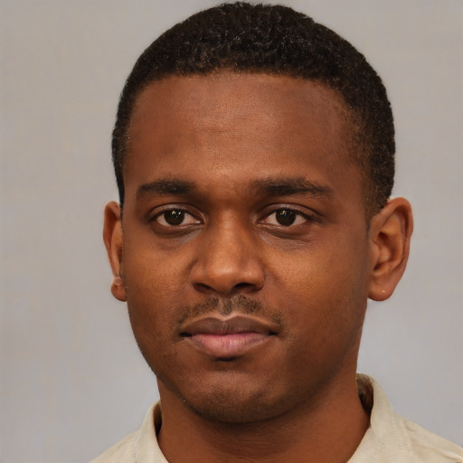 Neutral latino young-adult male with short  brown hair and brown eyes
