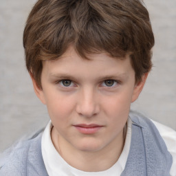 Neutral white child male with short  brown hair and brown eyes