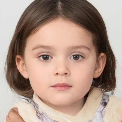 Neutral white child female with medium  brown hair and brown eyes