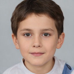 Neutral white child male with short  brown hair and brown eyes