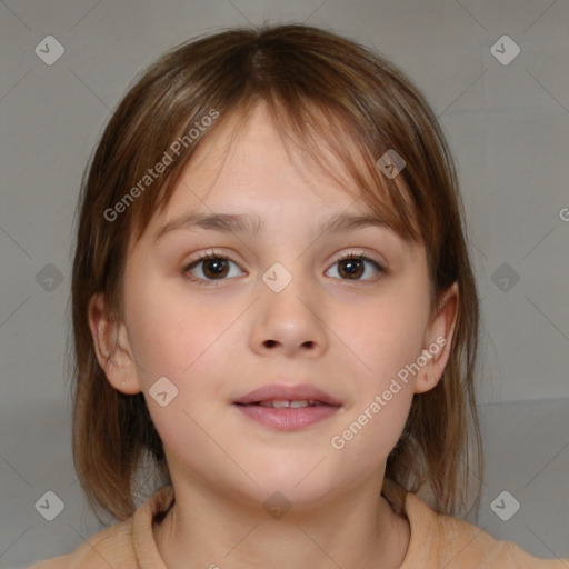 Neutral white child female with medium  brown hair and brown eyes