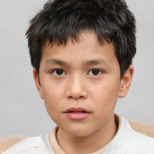 Neutral white child male with short  brown hair and brown eyes