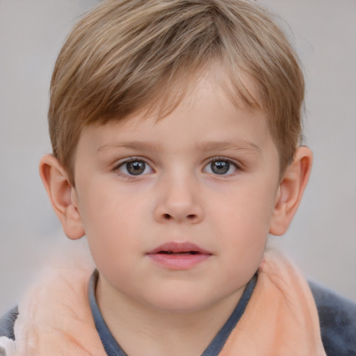 Neutral white child male with short  brown hair and grey eyes