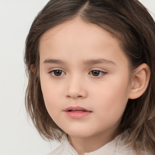 Neutral white child female with medium  brown hair and brown eyes