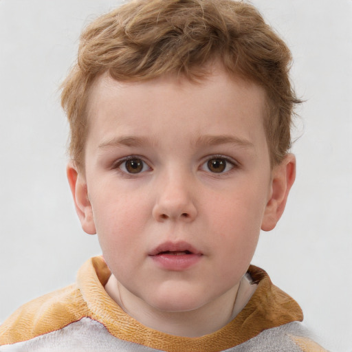 Neutral white child male with short  brown hair and grey eyes