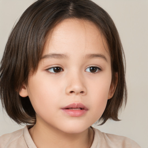 Neutral white child female with medium  brown hair and brown eyes