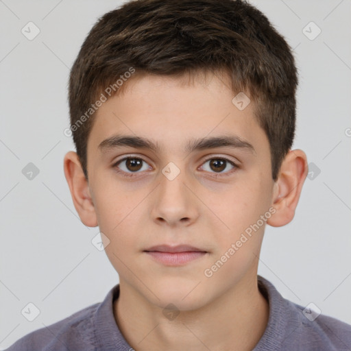 Neutral white child male with short  brown hair and brown eyes