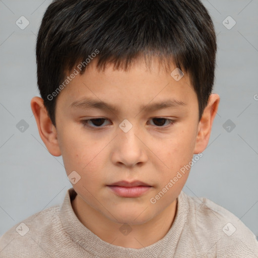 Neutral white child male with short  brown hair and brown eyes