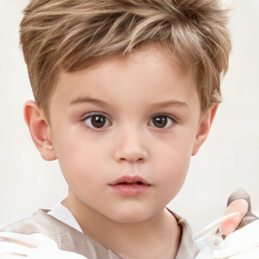 Neutral white child male with short  brown hair and brown eyes