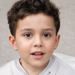 Neutral white child male with short  brown hair and brown eyes