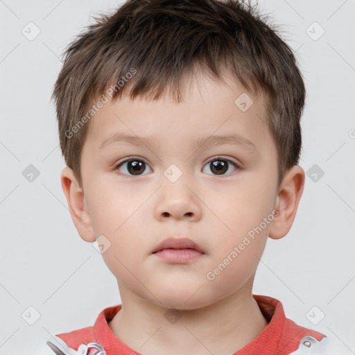 Neutral white child male with short  brown hair and brown eyes