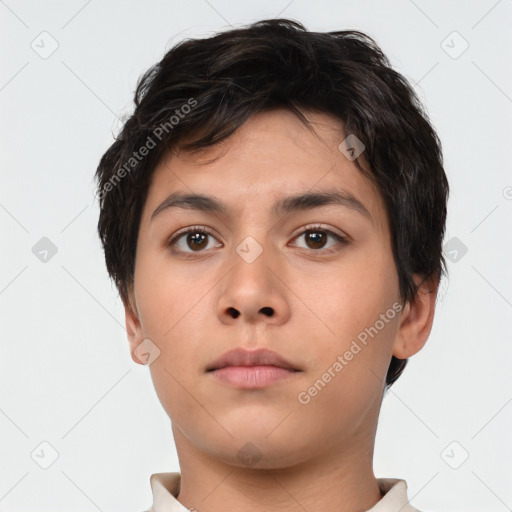 Neutral asian young-adult male with short  brown hair and brown eyes