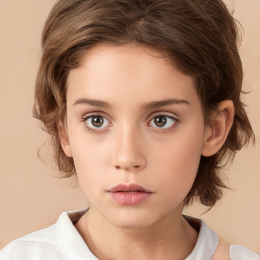 Neutral white child female with medium  brown hair and brown eyes