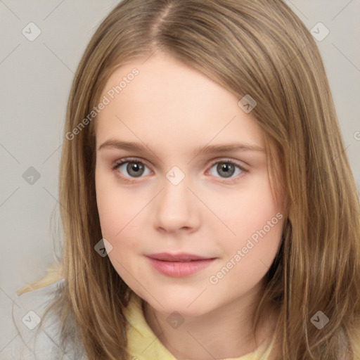 Neutral white child female with medium  brown hair and brown eyes