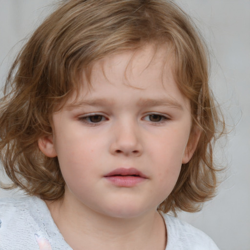 Neutral white child female with medium  brown hair and brown eyes