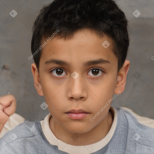 Neutral asian child male with short  brown hair and brown eyes