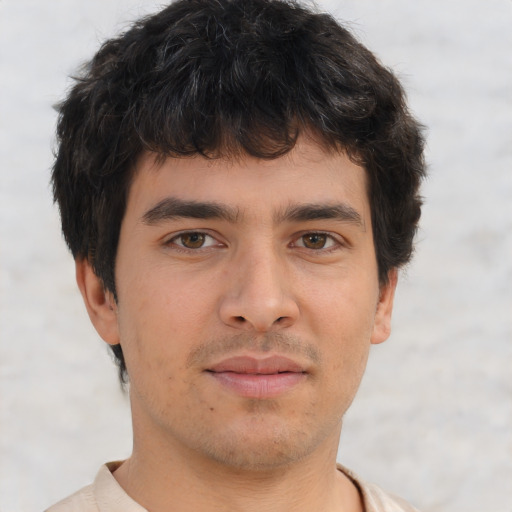 Neutral asian young-adult male with short  brown hair and brown eyes