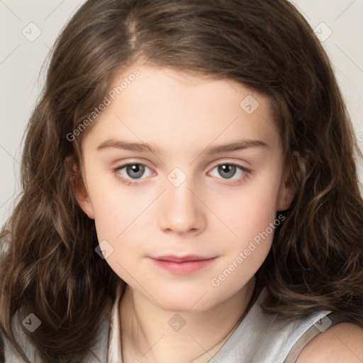 Neutral white child female with medium  brown hair and brown eyes