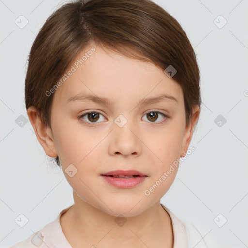 Neutral white child female with medium  brown hair and brown eyes