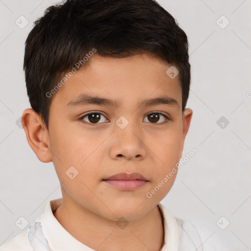 Neutral white child male with short  brown hair and brown eyes