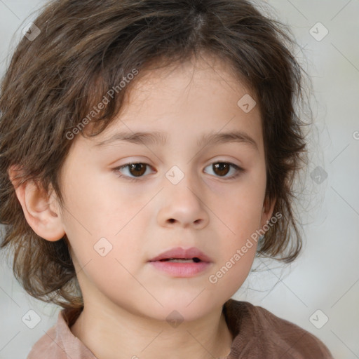 Neutral white child female with medium  brown hair and brown eyes