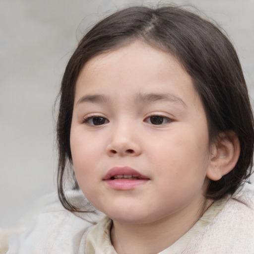 Neutral white child female with medium  brown hair and brown eyes
