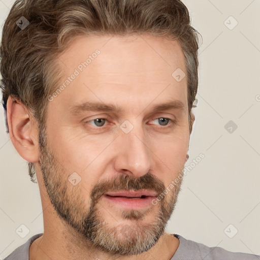 Neutral white adult male with short  brown hair and brown eyes