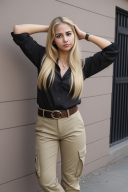 Mexican adult female with  blonde hair