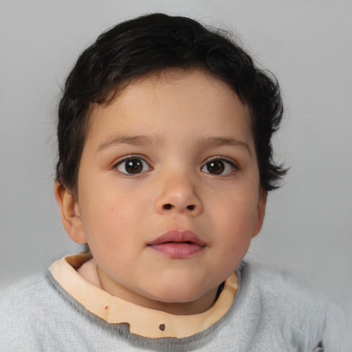 Neutral asian child female with short  brown hair and brown eyes