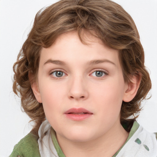 Neutral white young-adult female with medium  brown hair and green eyes