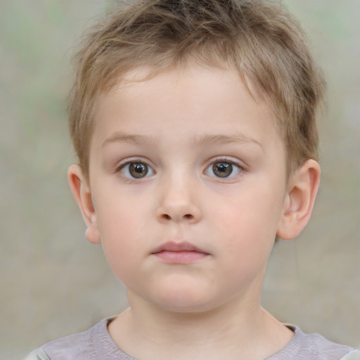 Neutral white child male with short  brown hair and brown eyes