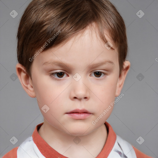 Neutral white child male with short  brown hair and brown eyes