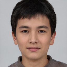 Neutral asian young-adult male with short  brown hair and brown eyes