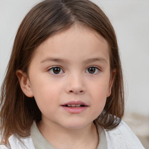 Neutral white child female with medium  brown hair and brown eyes