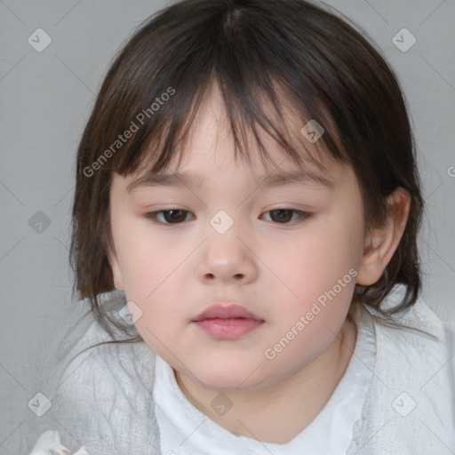 Neutral white child female with medium  brown hair and brown eyes