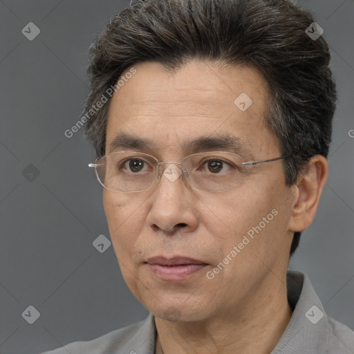 Neutral white adult male with short  brown hair and brown eyes