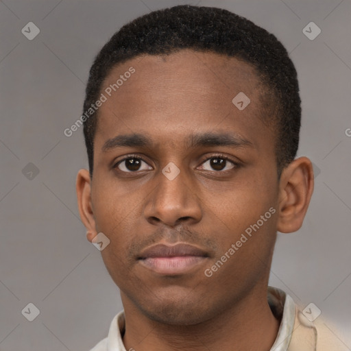 Neutral latino young-adult male with short  brown hair and brown eyes