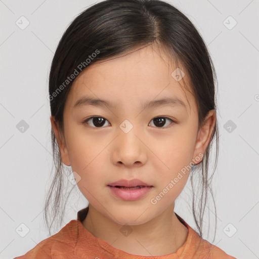 Neutral white child female with medium  brown hair and brown eyes