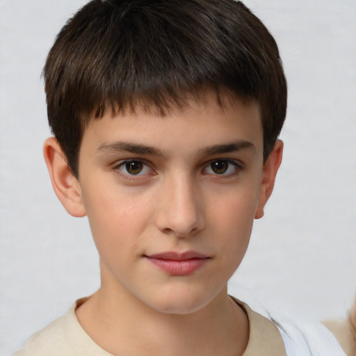 Neutral white child male with short  brown hair and brown eyes