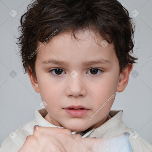 Neutral white child male with short  brown hair and brown eyes