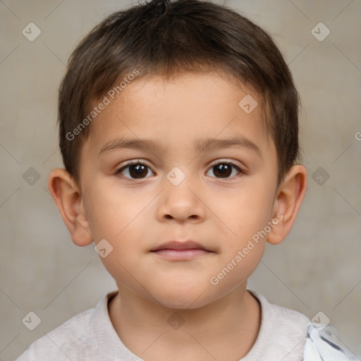 Neutral white child male with short  brown hair and brown eyes