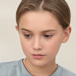 Neutral white child female with short  brown hair and brown eyes