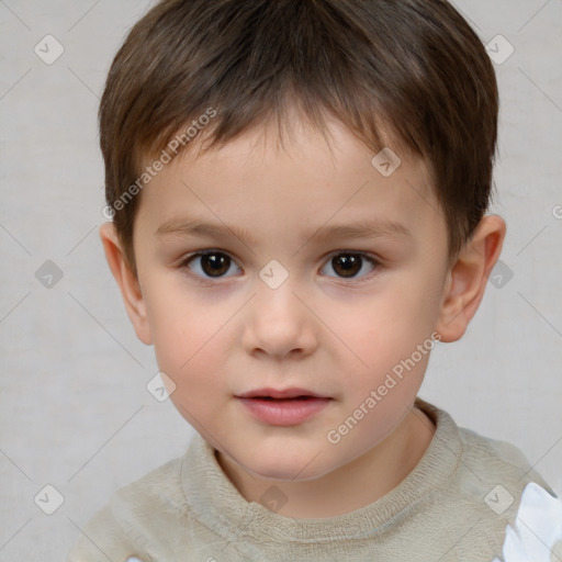 Neutral white child male with short  brown hair and brown eyes