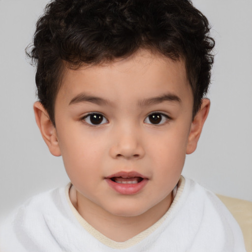 Neutral white child male with short  brown hair and brown eyes