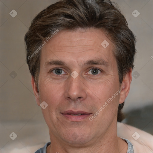 Neutral white adult male with short  brown hair and brown eyes