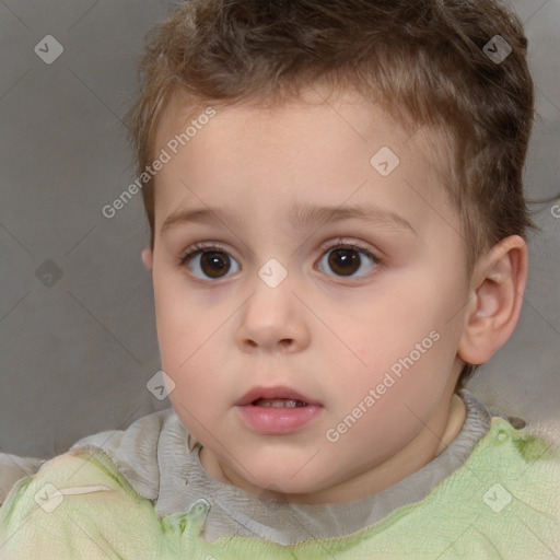 Neutral white child male with short  brown hair and brown eyes