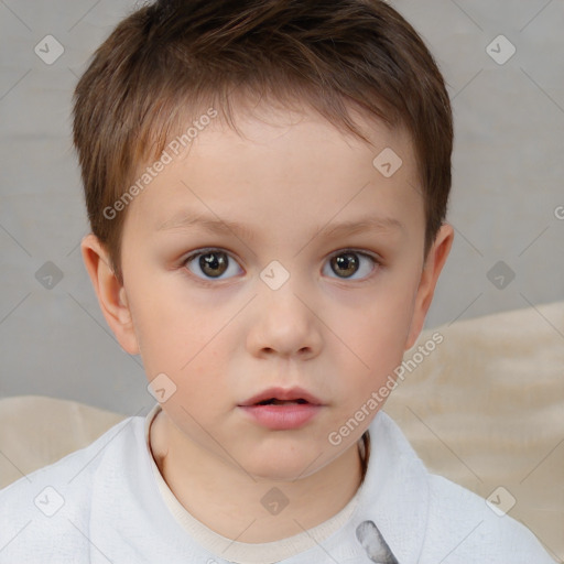 Neutral white child male with short  brown hair and brown eyes