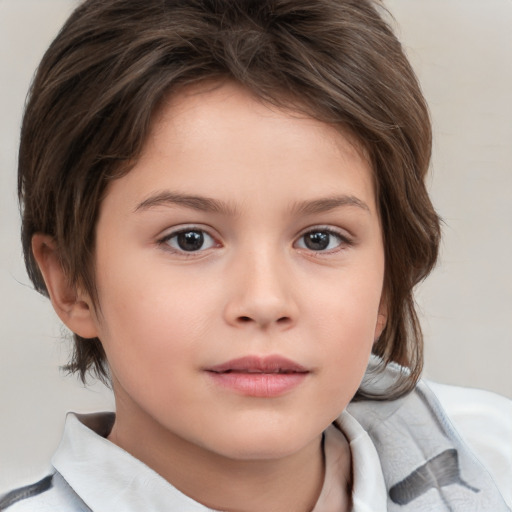 Neutral white child female with medium  brown hair and brown eyes