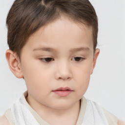 Neutral white child female with short  brown hair and brown eyes